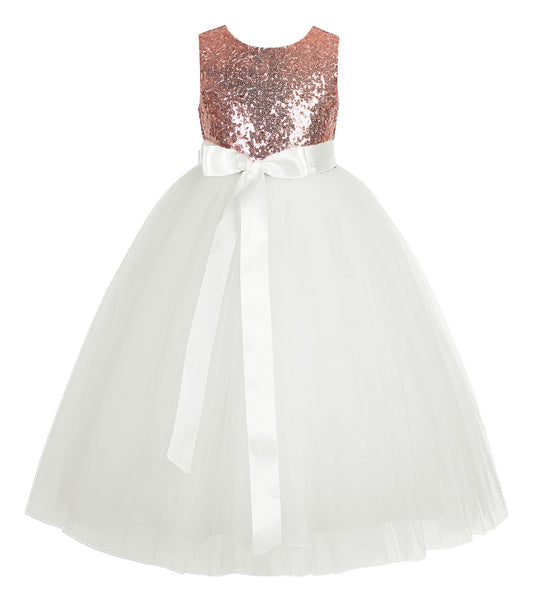 Sequins Heart Cutout Tulle Flower Girl Dress Junior Beauty Pageant Holiday Special Occasions 172seq(2)
