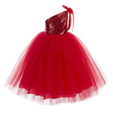 One-Shoulder Sequins Tutu Flower Girl Dress Junior Beauty Pageant Special Event Ballroom Gown 182(3)