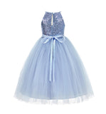 Sequin Halter Flower Girl Dress Special Events Dance Recital Ballroom Gown Pretty Princess 202