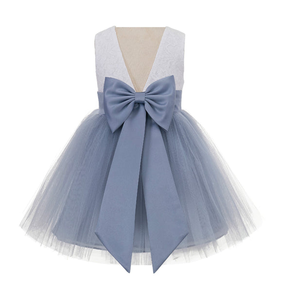 Backless V-Back Lace Flower Girl Dress Mini Bridal Gown Toddler Special Occasion Formal Dresses 206T