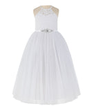 Lace Back Halter Flower Girl Dress Toddler Dresses Formal Pretty Princess Gown 213R5thin