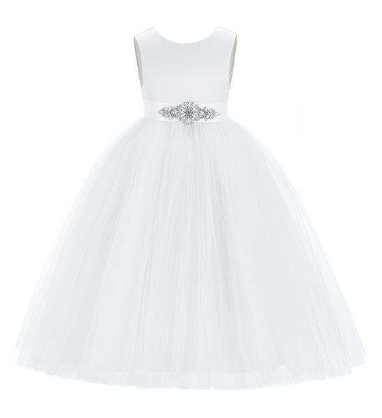V-Back Satin Flower Girl Dress Formal Photoshoot Dresses for Toddler Girls Novelty Gown 219R5