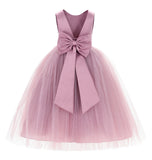 V-Back Satin Flower Girl Dress Elegant Pretty Princess Gown Ceremonial Dresses for Toddlers 219T(1)