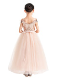 Off The Shoulder Sequin Flower Girl Dress Junior Pageant Gown Photoshoot Dresses for Toddlers 322